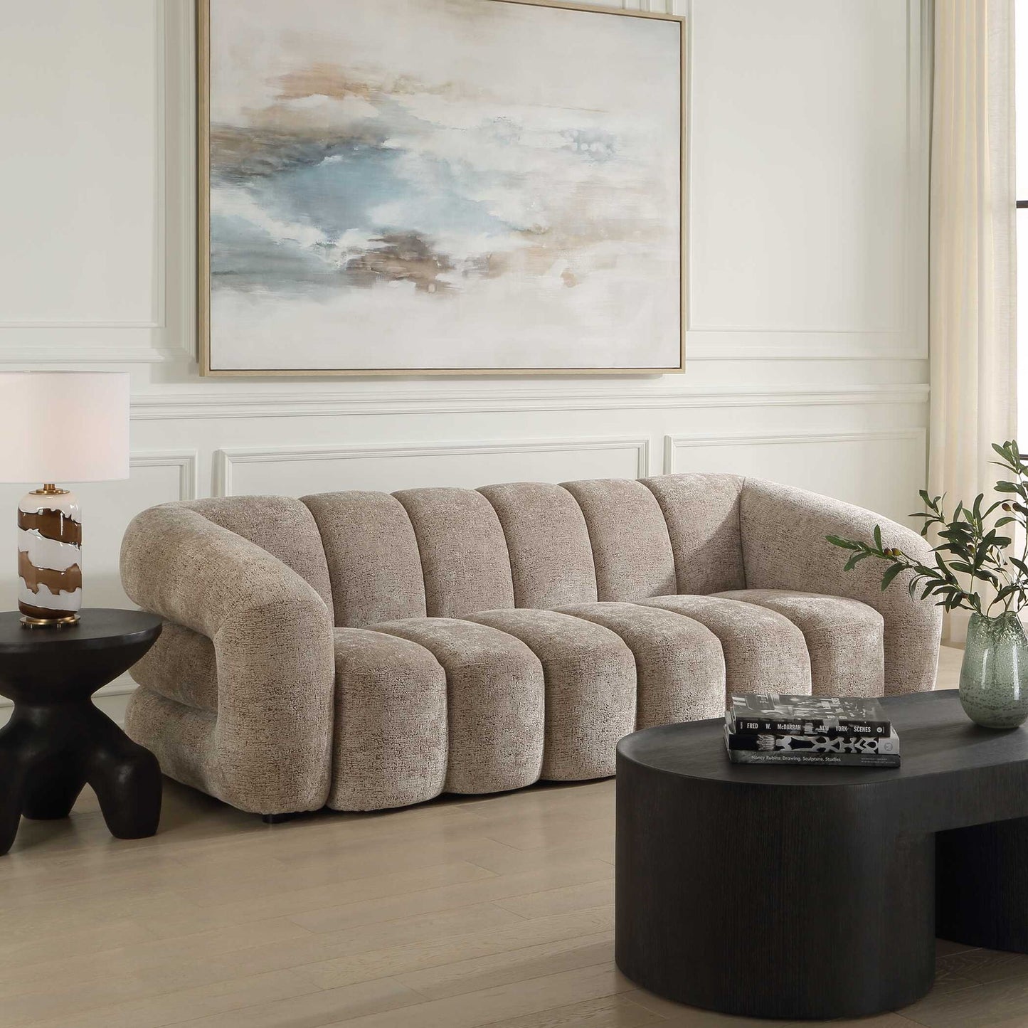 Modella - Upholstered Chenille Sofa - Brown