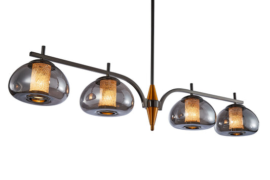 Michael Amini Lighting - Ember 4-Light LED Chandelier - Smoke / Black Pearl