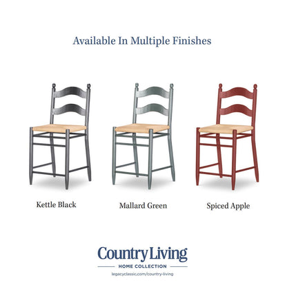 Vintage Market - Rush Seat Ladder Back Counter Height Chair (Set of 2) - Kettle Black