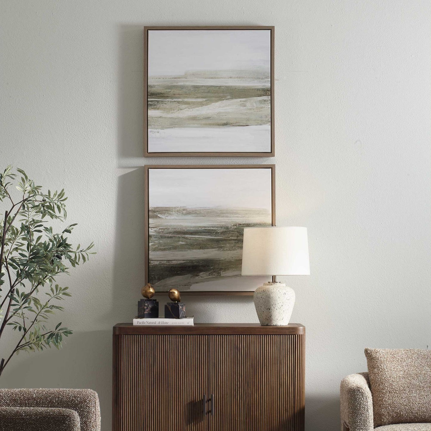 All Of A Sudden - Framed Canvases (Set of 2) - Black / Brown / Gray / Green