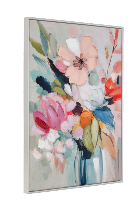 Spring Bouquet Framed Canvas - Pink