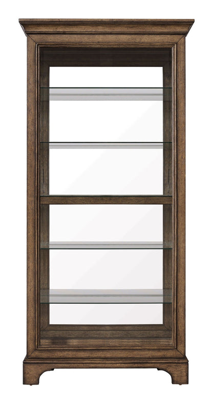 Pulaski Accents - Sliding Door Curio With Glass Shelves And LED Light - Dark Brown