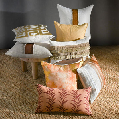 Equilibrium - 22" x 22" Onara Pillow - Burnt Orange / Gold