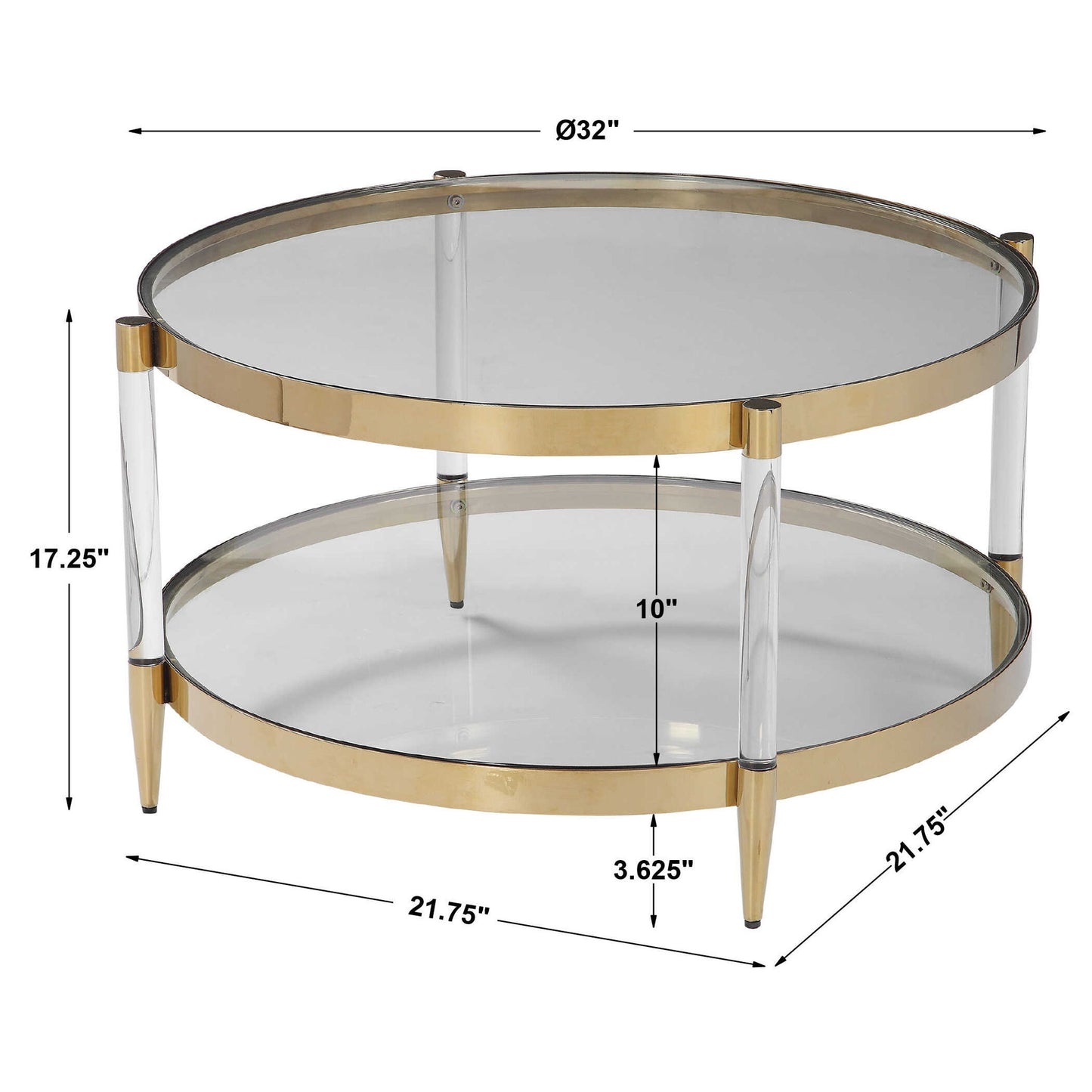 Kellen - Glass Coffee Table - Gold