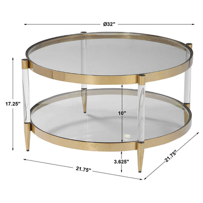 Kellen - Glass Coffee Table - Gold