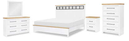Horizons - Complete Panel Bed - Pure White / Natural Oak