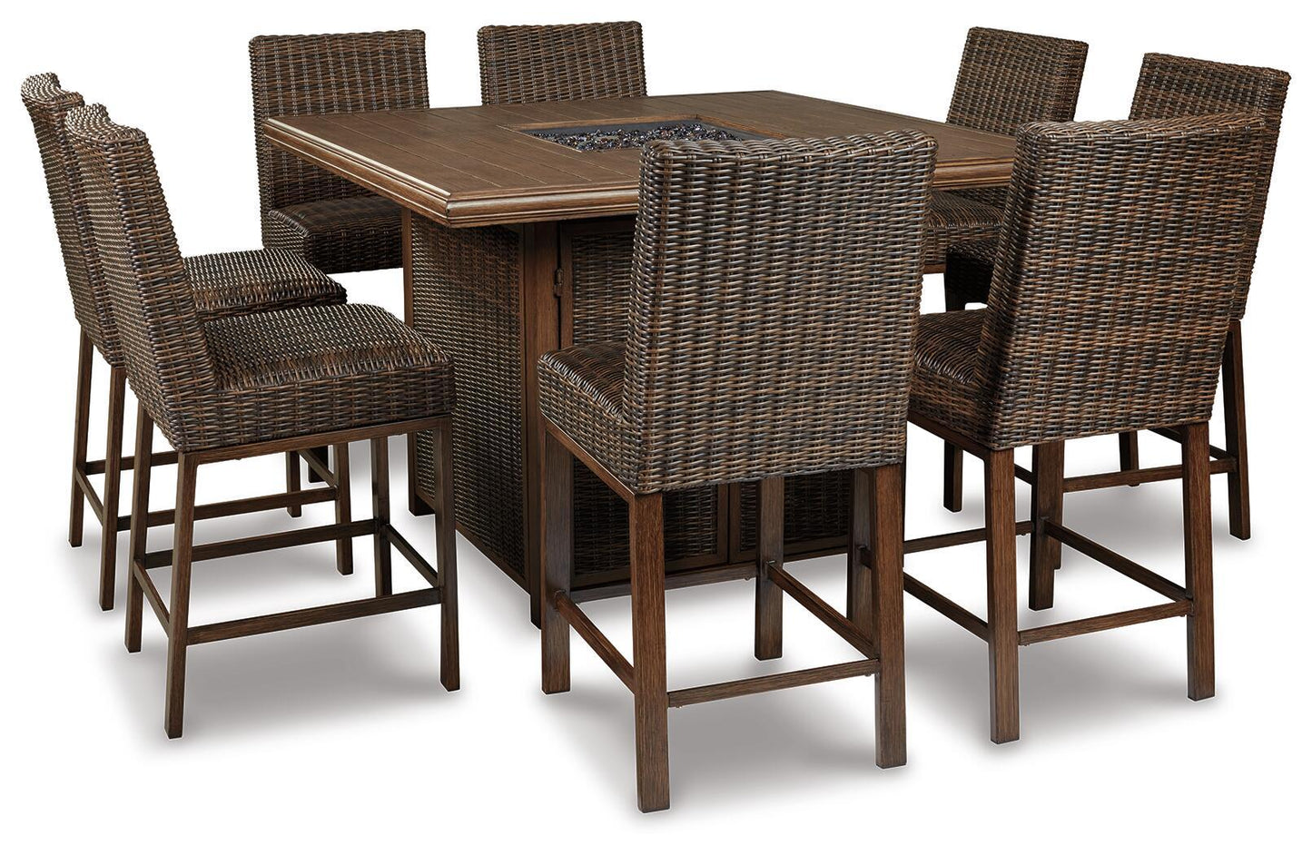 Paradise Trail - Square Bar Table w/Fire Pit - Medium Brown
