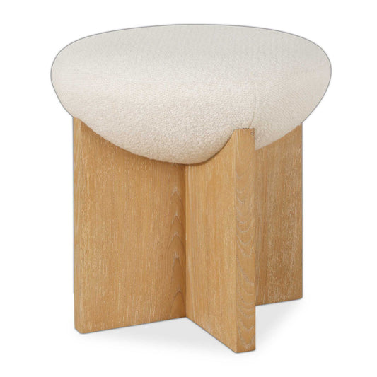 Lainie - Minimalist Accent Stool - White / Light Brown