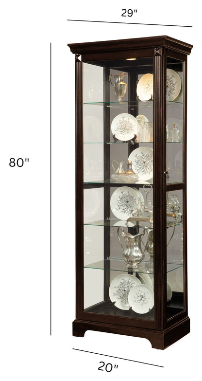 PFC Curios - Locking Slide Door 5 Shelf Curio Cabinet - Deep Cherry Brown