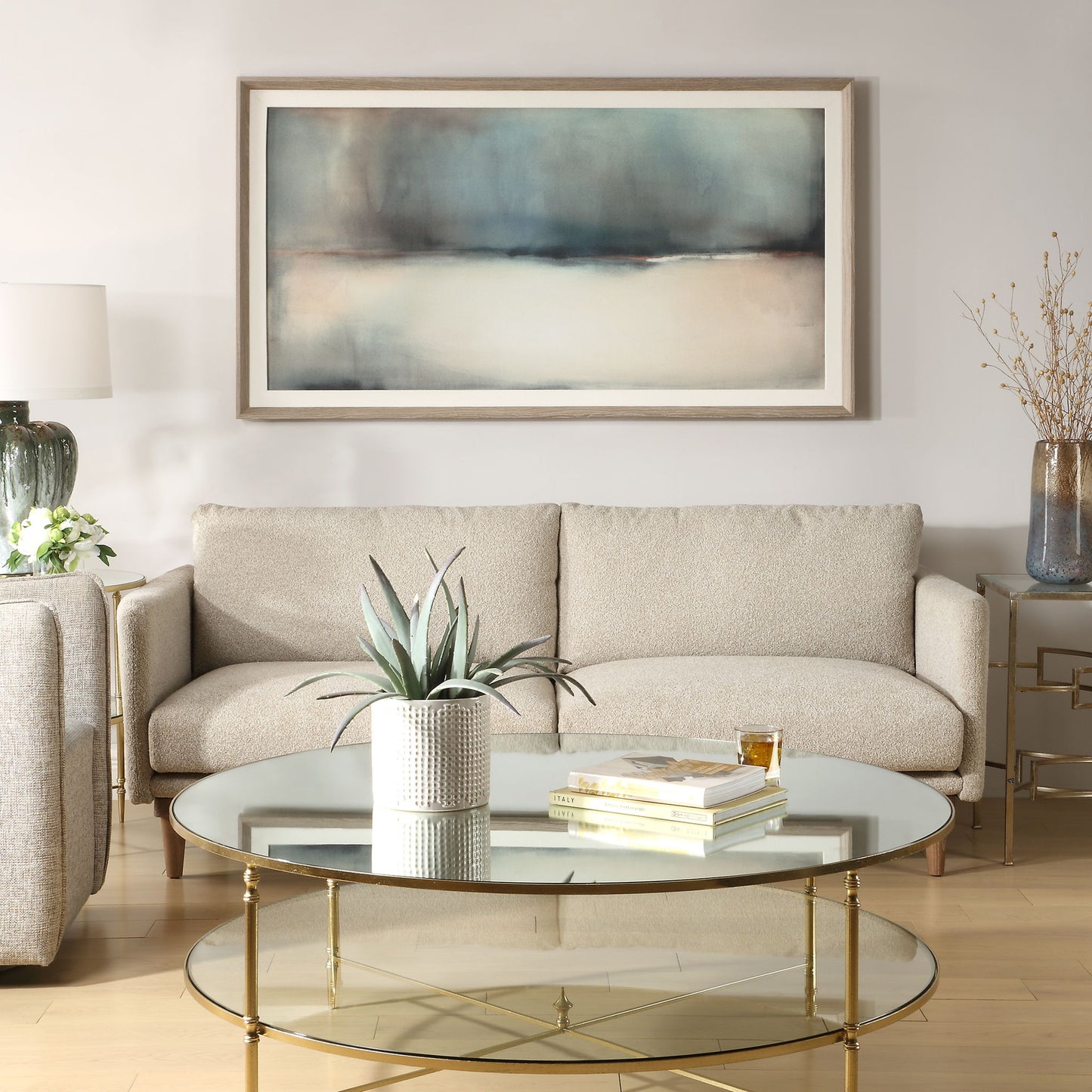 Deep Rains - Framed Abstract Print - Light Gray