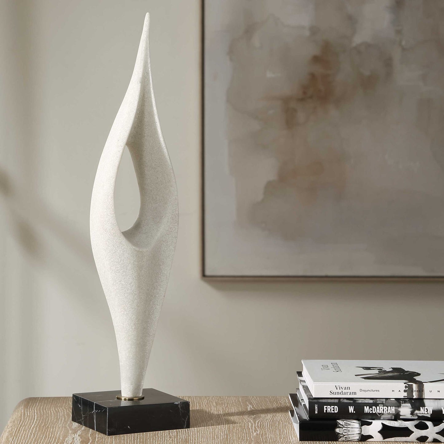 Fluid Drop - Stone Sculpture - White