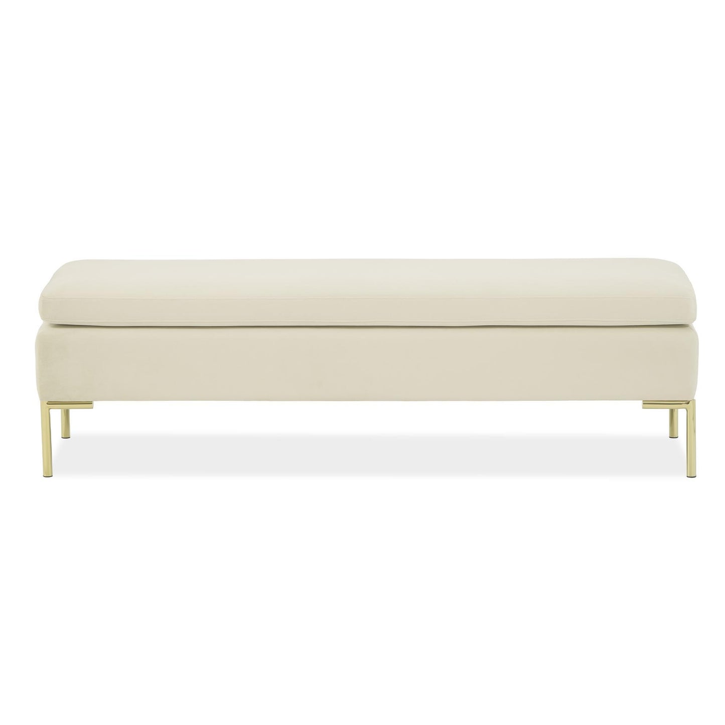 Signature Beds & Benches - Zennia Velvet Accent Bench - Ivory / Gold