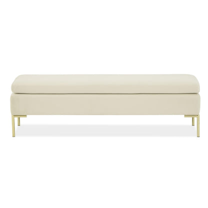Signature Beds & Benches - Zennia Velvet Accent Bench - Ivory / Gold