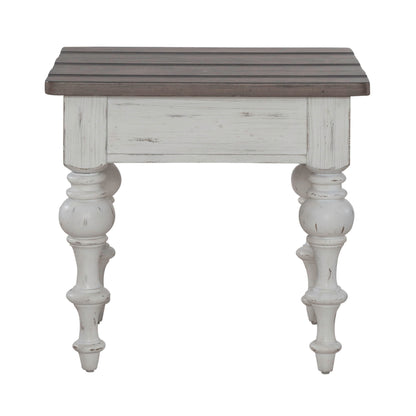 River Place - End Table - Riverstone White & Tobacco