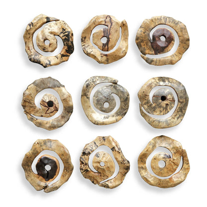 Corkscrew - Wood Wall Decor (Set of 9) - Light Brown