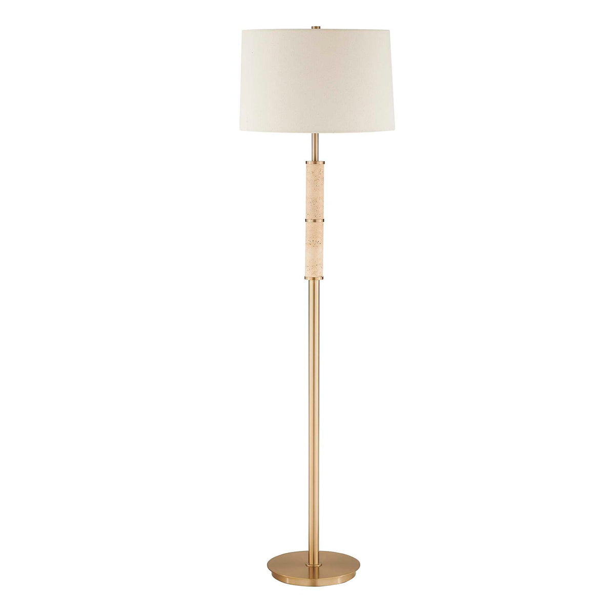 Verlaine - Travertine Floor Lamp - Brass,Gold