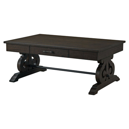 Stone - Coffee Table With PU Base - Dark Walnut