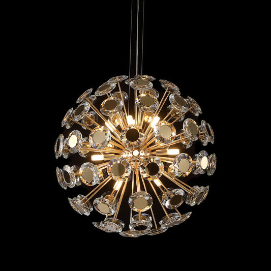 Michael Amini Lighting - Pendant 12-Light Round Crystal Chandelier - Gold