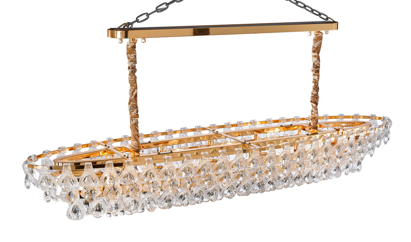 Michael Amini Lighting - Gala 14-Light Rectangular LED Chandelier - Gold