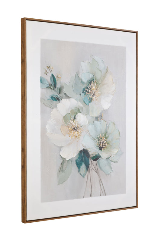 Floral Harmony I Framed Canvas - Beige