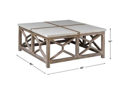 Catali - Stone Coffee Table - White & Light Brown