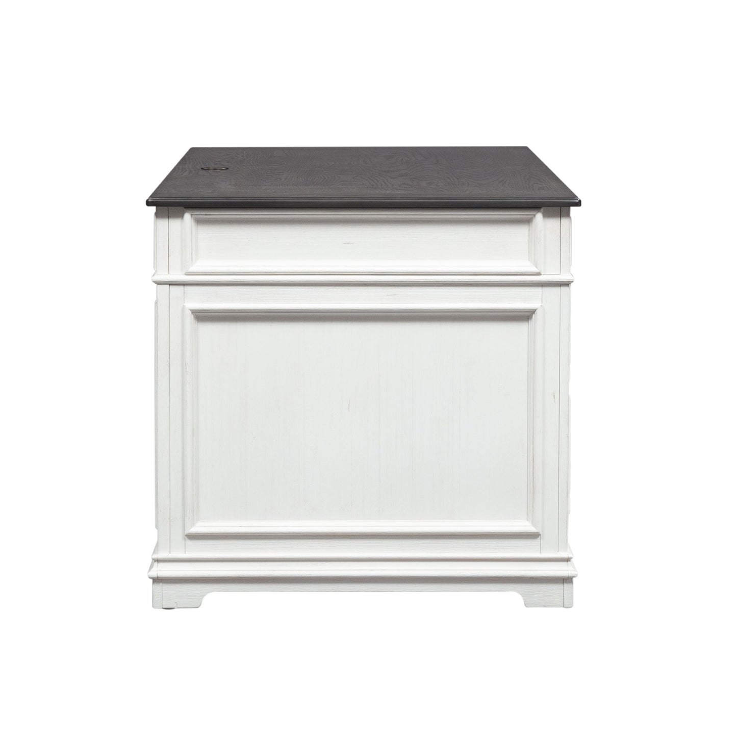 Allyson Park - Jr Executive Desk Base - Wirebrushed White / Charcoal