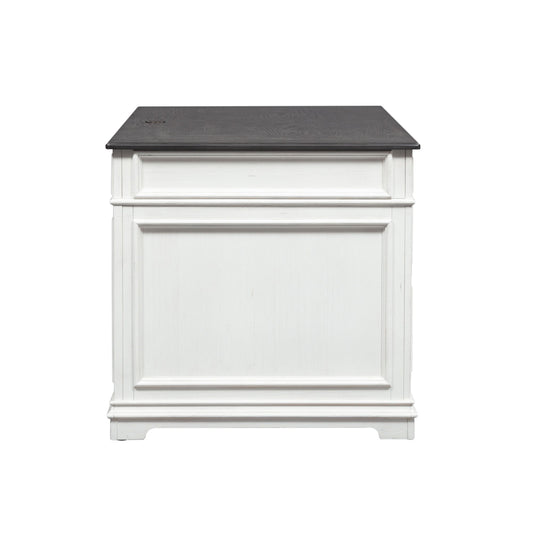 Allyson Park - Jr Executive Desk Base - Wirebrushed White / Charcoal