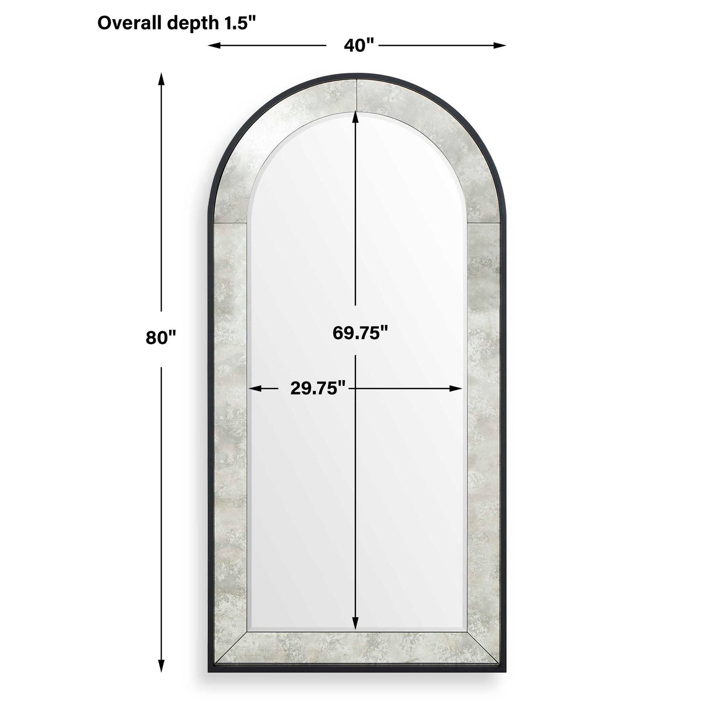 Marlowe - Antique Arch Mirror - Black