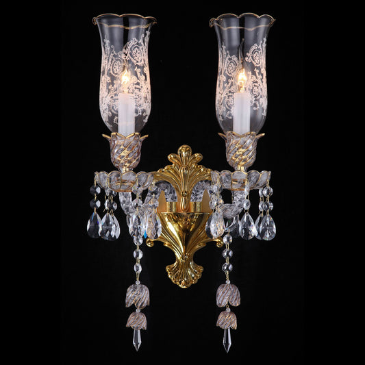 Michael Amini Lighting - Garnier 2-Light Traditional Crystal Wall Sconce - Gold