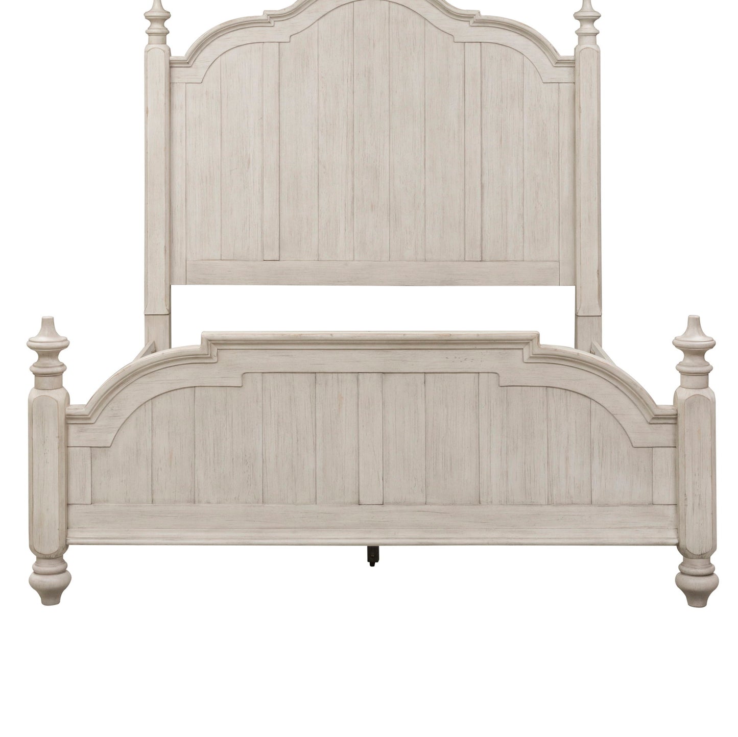 Farmhouse Reimagined - Queen Poster Footboard - Antique White / Chestnut Tops