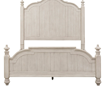 Farmhouse Reimagined - Queen Poster Footboard - Antique White / Chestnut Tops