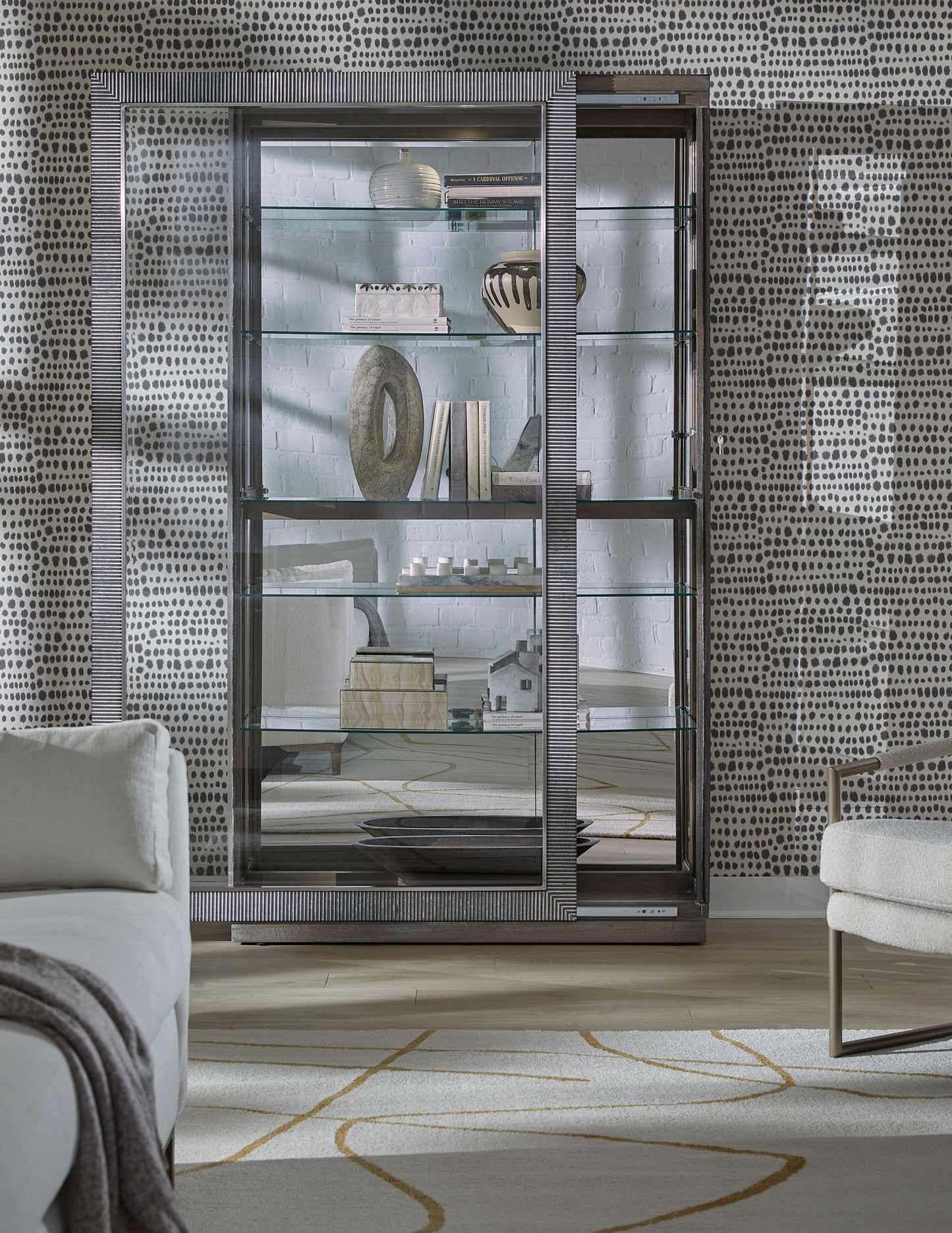 Pulaski Accents - Sliding Door Curio Cabinet - Medium Wood