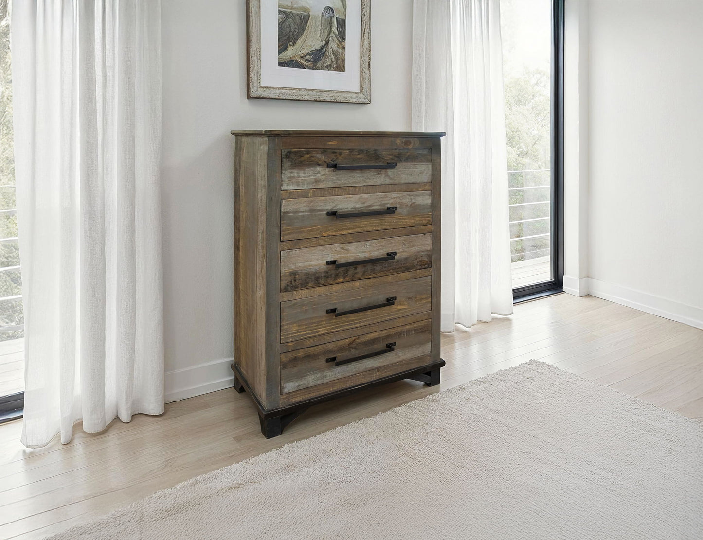 Loft - 5 Drawer Chest - Two Tone Gray / Brown