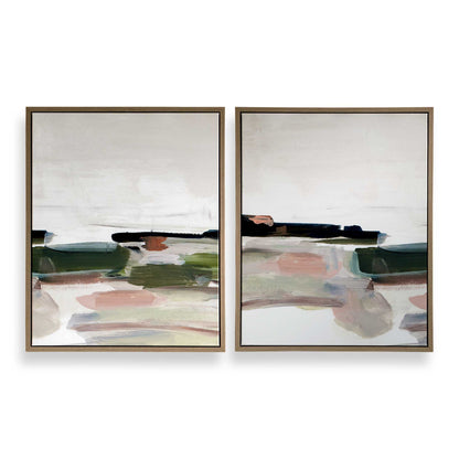 Just - Peaking Framed Abstract Prints (Set of 2) - Black / Gray / Green / Pink / Purple / White