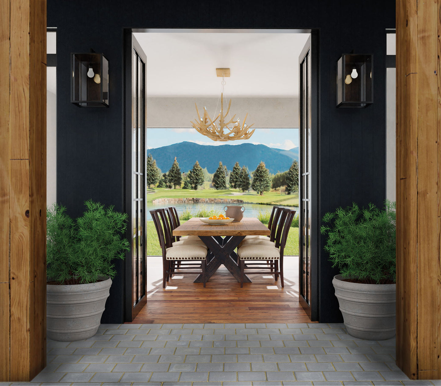 Big Sky - Trestle Dining Table With 2-20" Leaves - Light Brown