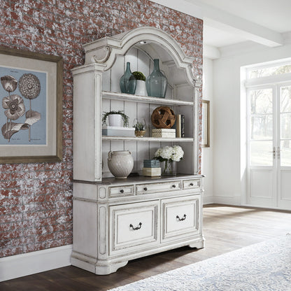 Magnolia Manor - 3 Piece Home Office Set (Desk & Hutch) - Antique White