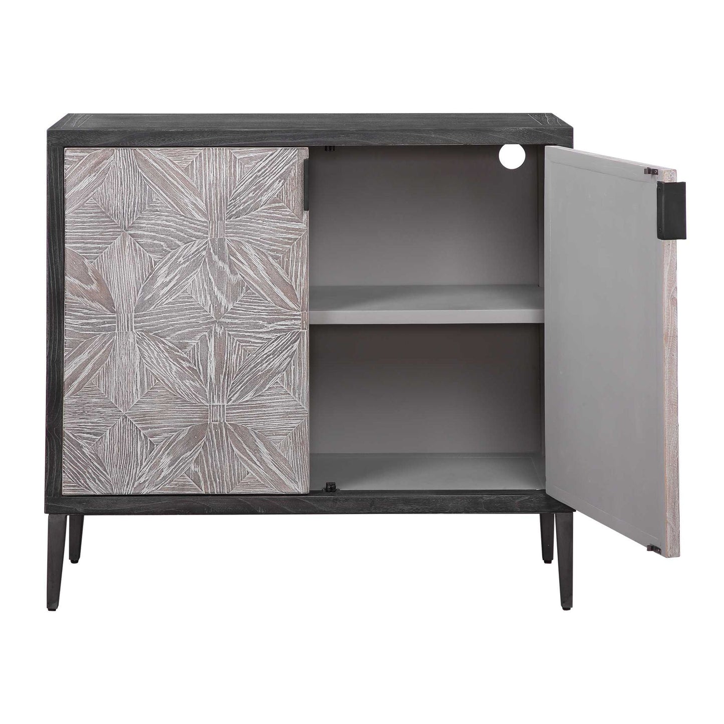 Laurentia - 2 Door Accent Cabinet - Black & Pearl Silver