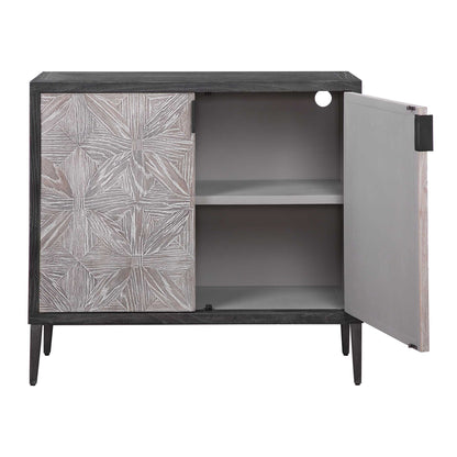 Laurentia - 2 Door Accent Cabinet - Black & Pearl Silver