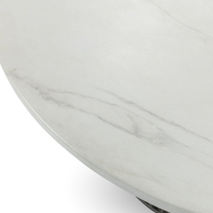 Caspia - 47" Outdoor Round Dining Table - Snowdrift White / Black