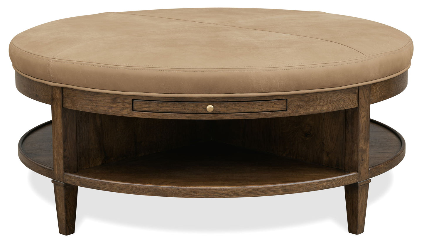 Cashiers - Cocktail Ottoman - Chestnut / Vintage Ecru