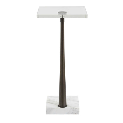 Pelton - Marble Glass Drink Table - Bronze / White