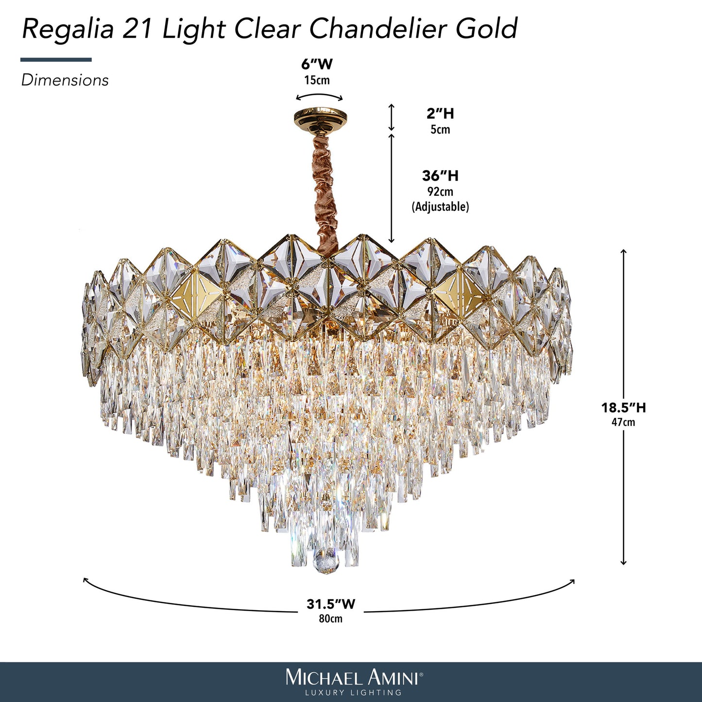 Michael Amini Lighting - Regalia 21-Light Crystal Chandelier - Gold