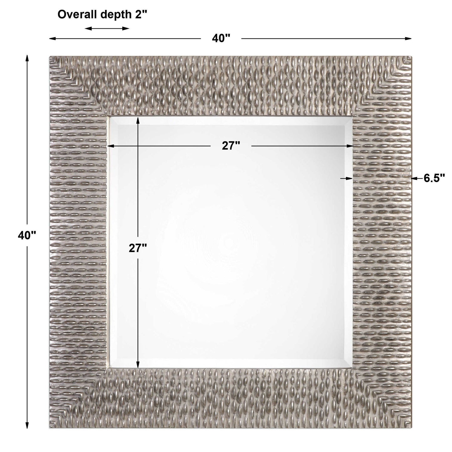 Cressida - Square Mirror - Distressed Silver