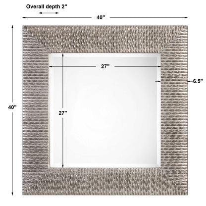 Cressida - Square Mirror - Distressed Silver