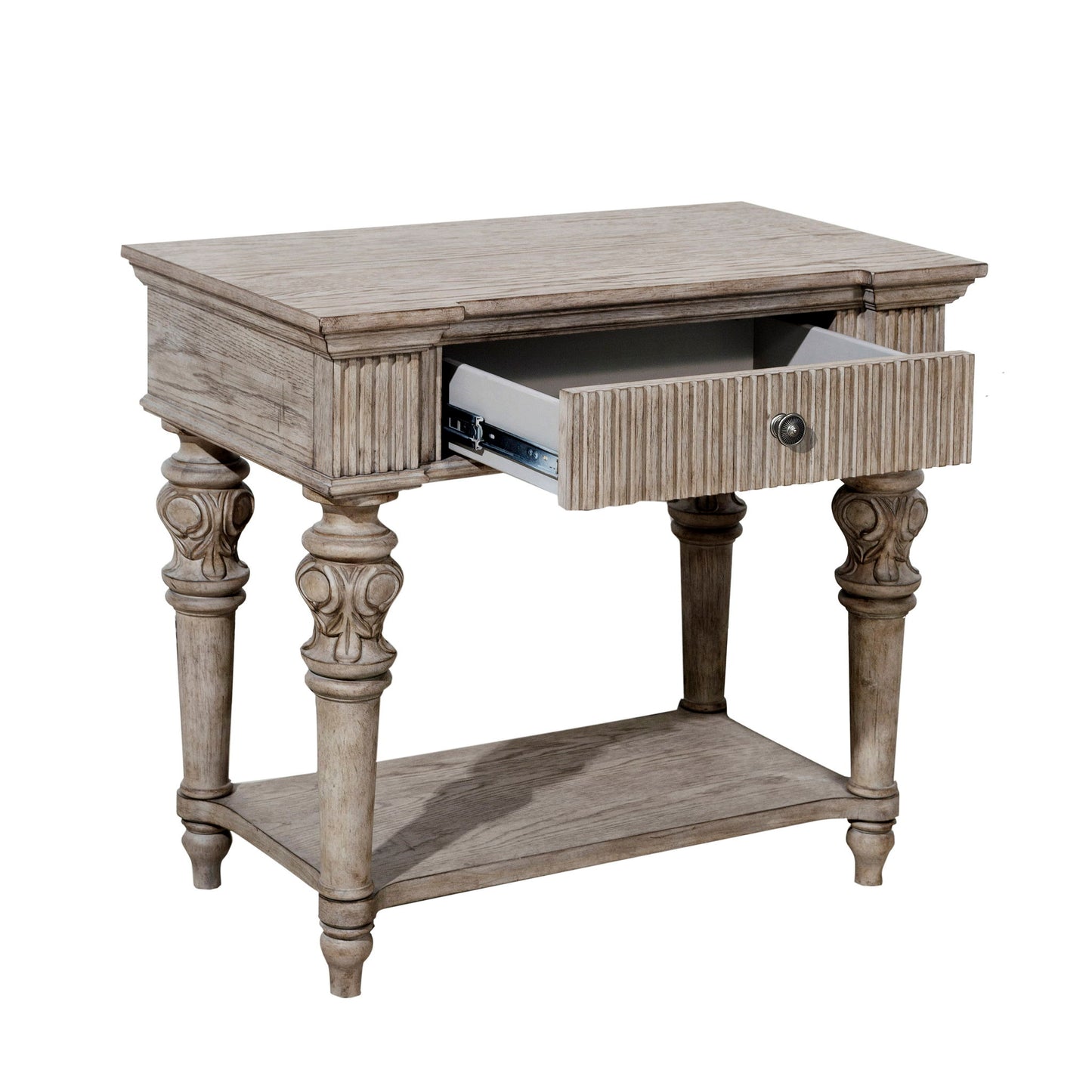 Kingsbury - 1 Drawer USB Charging Open Nightstand - French Gray