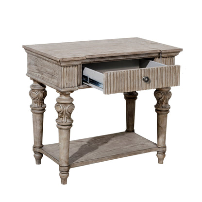 Kingsbury - 1 Drawer USB Charging Open Nightstand - French Gray