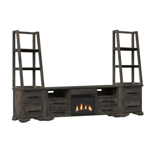 Park Ridge - 4 Piece Entertainment Unit With 71'' TV Console - Charcoal