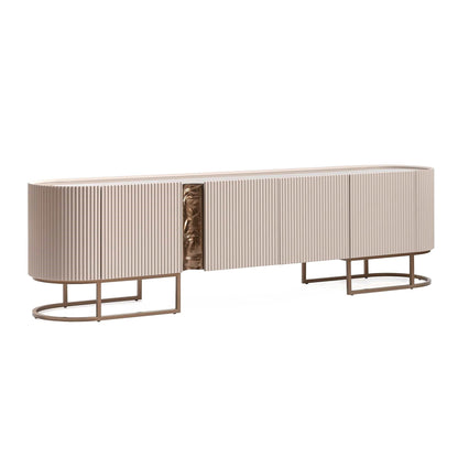 Lisbon - Media Cabinet - Silky Cream / Bronze