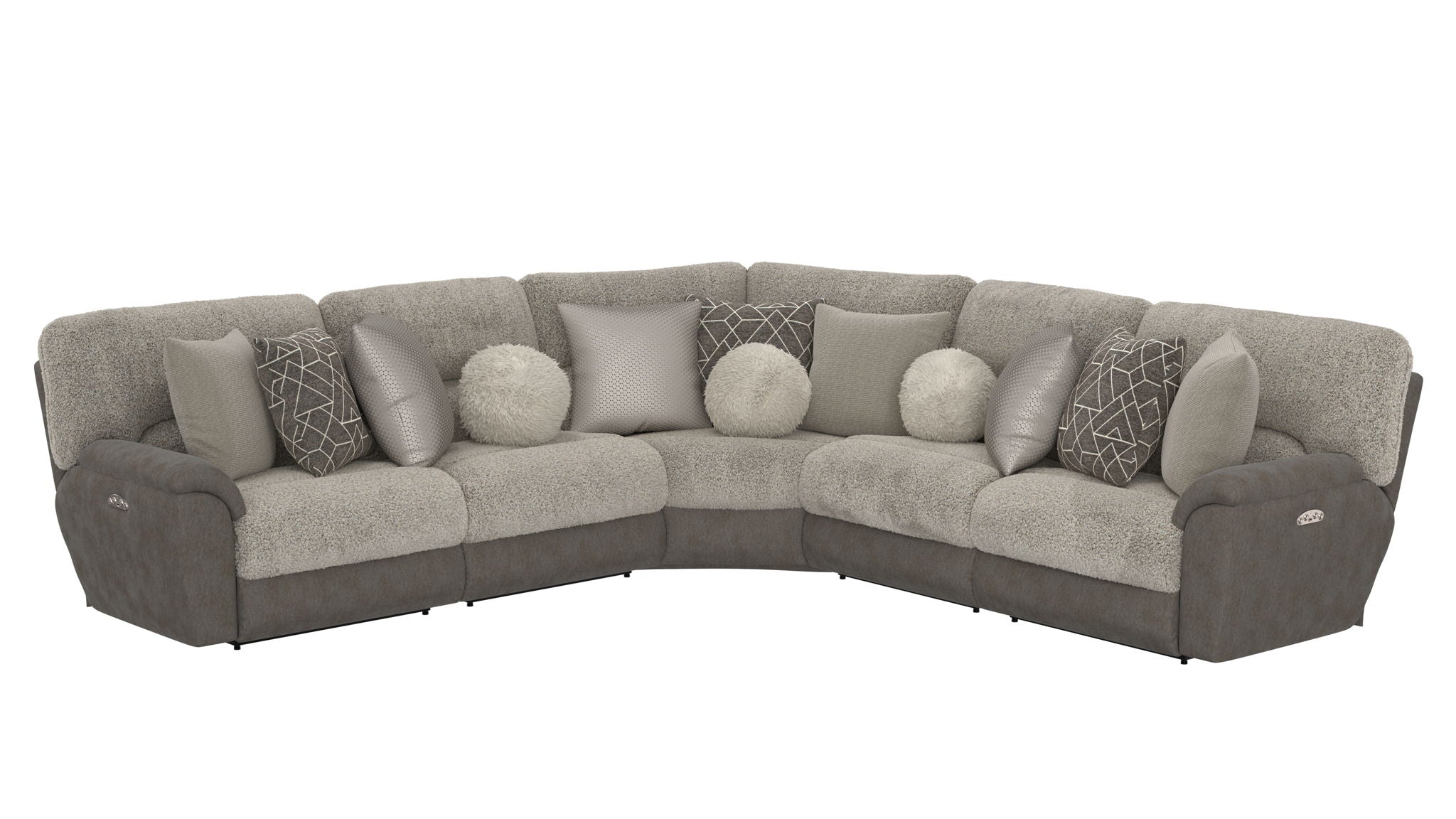 Rendezvous - 5 Piece Modular Sectional With 3 Reclining Seats - Umber ...