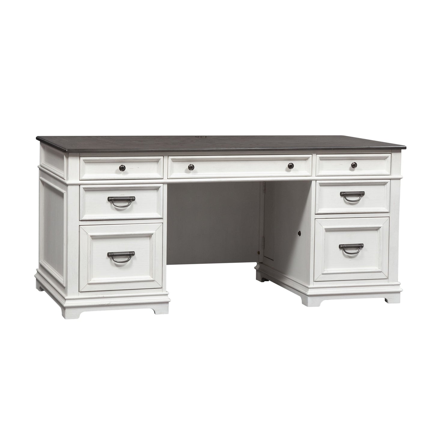 Allyson Park - Jr Executive Desk Top - Wirebrushed White / Charcoal